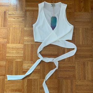 BRAND NEW White Wrap Tie Top